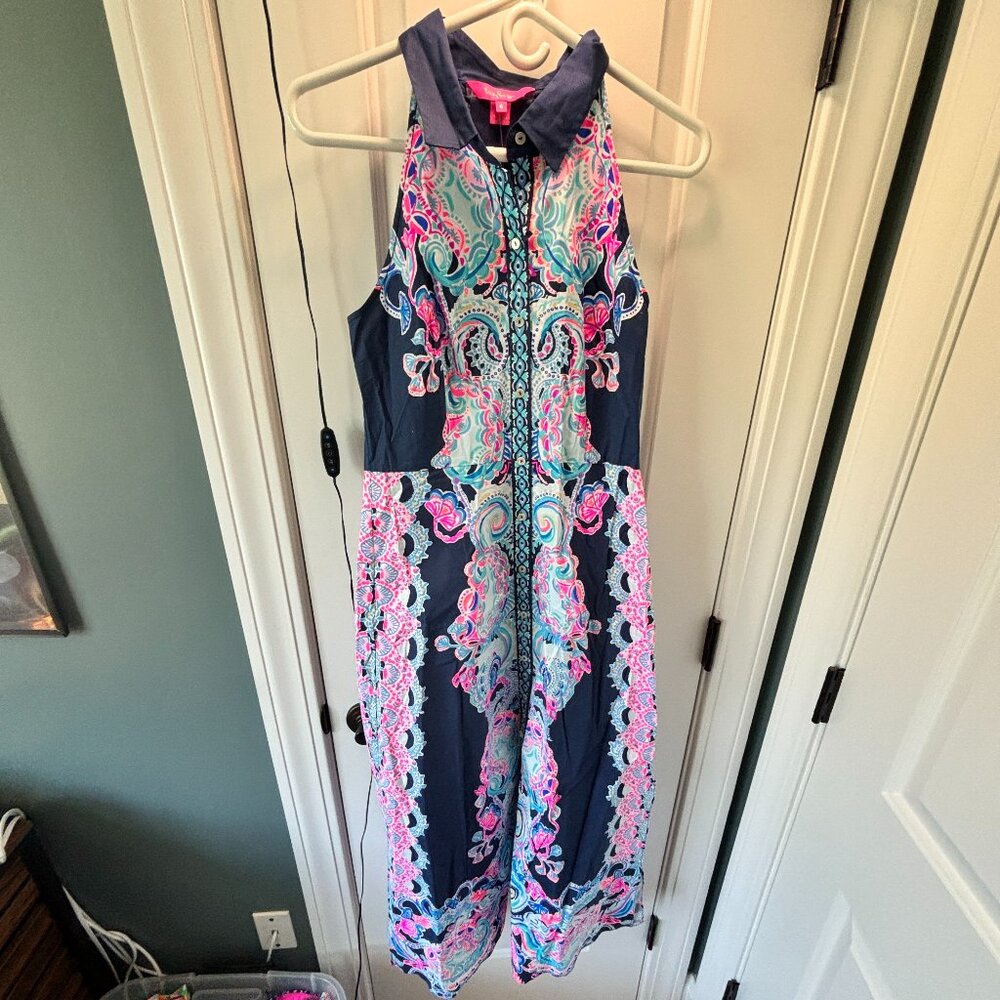 Lilly Pulitzer Women's Size 6 Novah Stretch Midi Dress Navy Shaka Shaka …